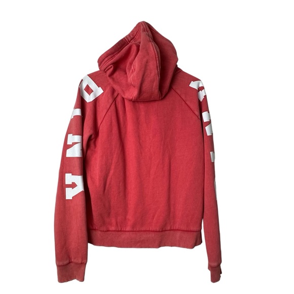 VICTORIA'S SECRET PINK PERFECT FLEECE FUNNEL NECK HOODIE LARGE VINTAGE WASH - Picture 2 of 9